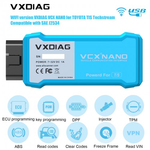 WIFI VXDIAG VCX NANO Diagnostic Tool for TOYOTA LEXUS Working for SAE J2534 Supports Year till 2023