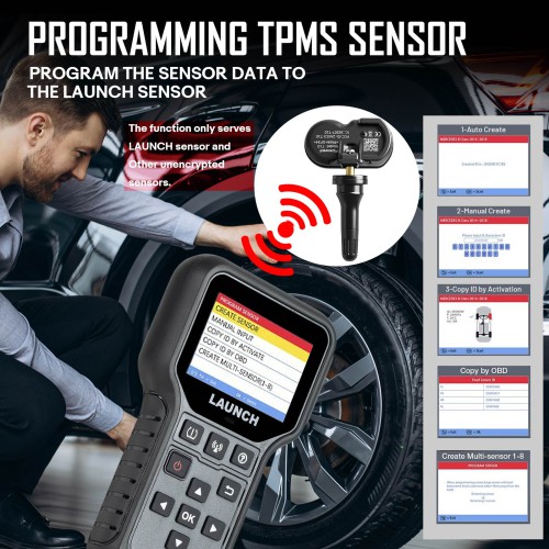 2024 LAUNCH CRT5011E TPMS Activation, Relearn, Program and Diagnostic Tool 315MHz 433MHz Same as TSGUN Lifetime Free Update