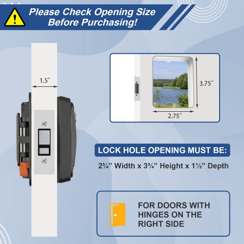 RV Keyless Entry Door Lock Camper Trailer Door Lock for RV Caravan Travel Trailer Fit for 2.75" x 3.75" Lock Hole