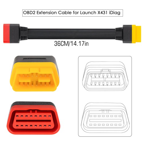 OEM OBD2 Extension Cable for Launch X431 iDiag EasyDiag X431 V, X431 V+, Pro5, 23.6IN/36CM