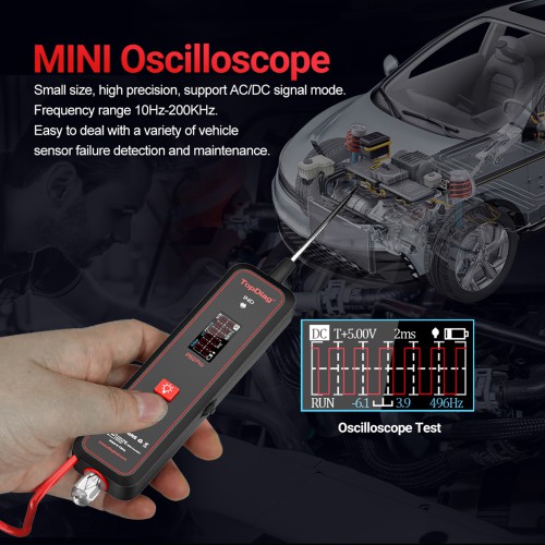 TopDiag P50 Pro Mini Oscilloscope Automotive Circuit Tester Detect Sensor Signals AC/DC Detection LED Test Light