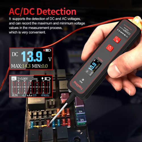 TopDiag P50 Pro Mini Oscilloscope Automotive Circuit Tester Detect Sensor Signals AC/DC Detection LED Test Light