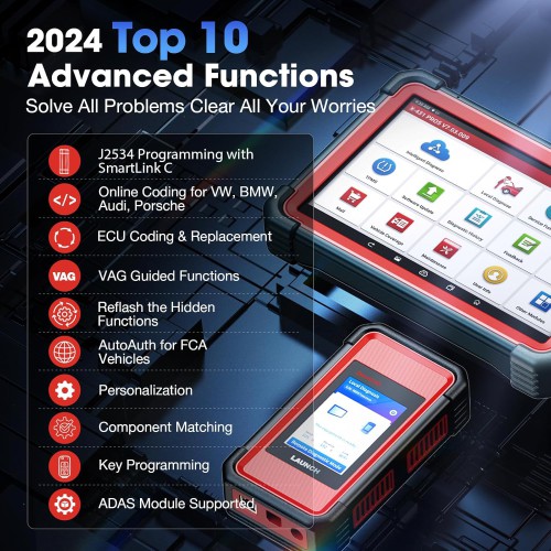 2024 New LAUNCH X431 PRO5 TypeC Bi-directional Diagnostic Tool with J2534 Smartlink 2.0 CANFD DoIP HD Supports Online Programming and Topology Mapping