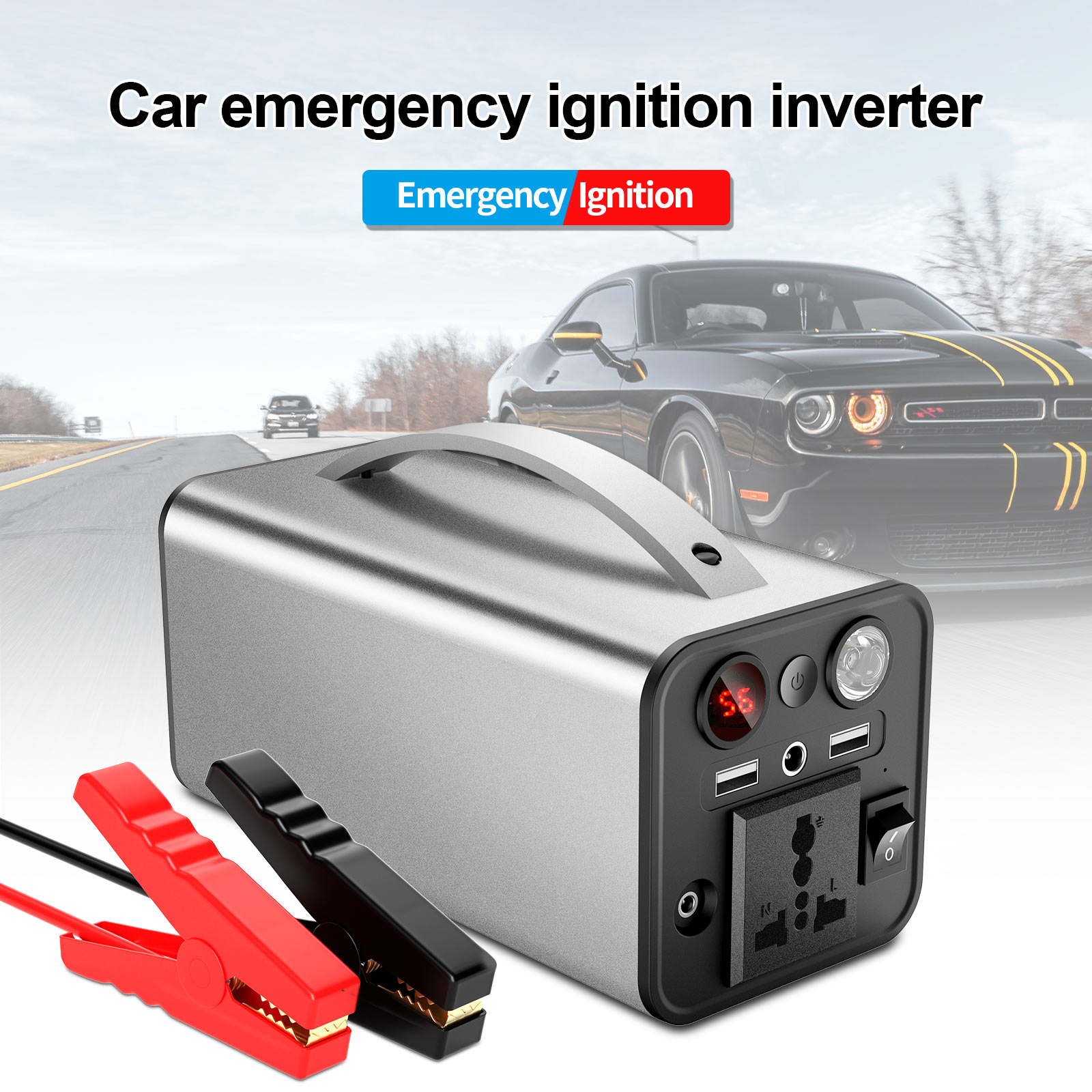 180W AC 110V Car Ignition Inverter Outdoor Power Supply Emergency Start 3  in 1