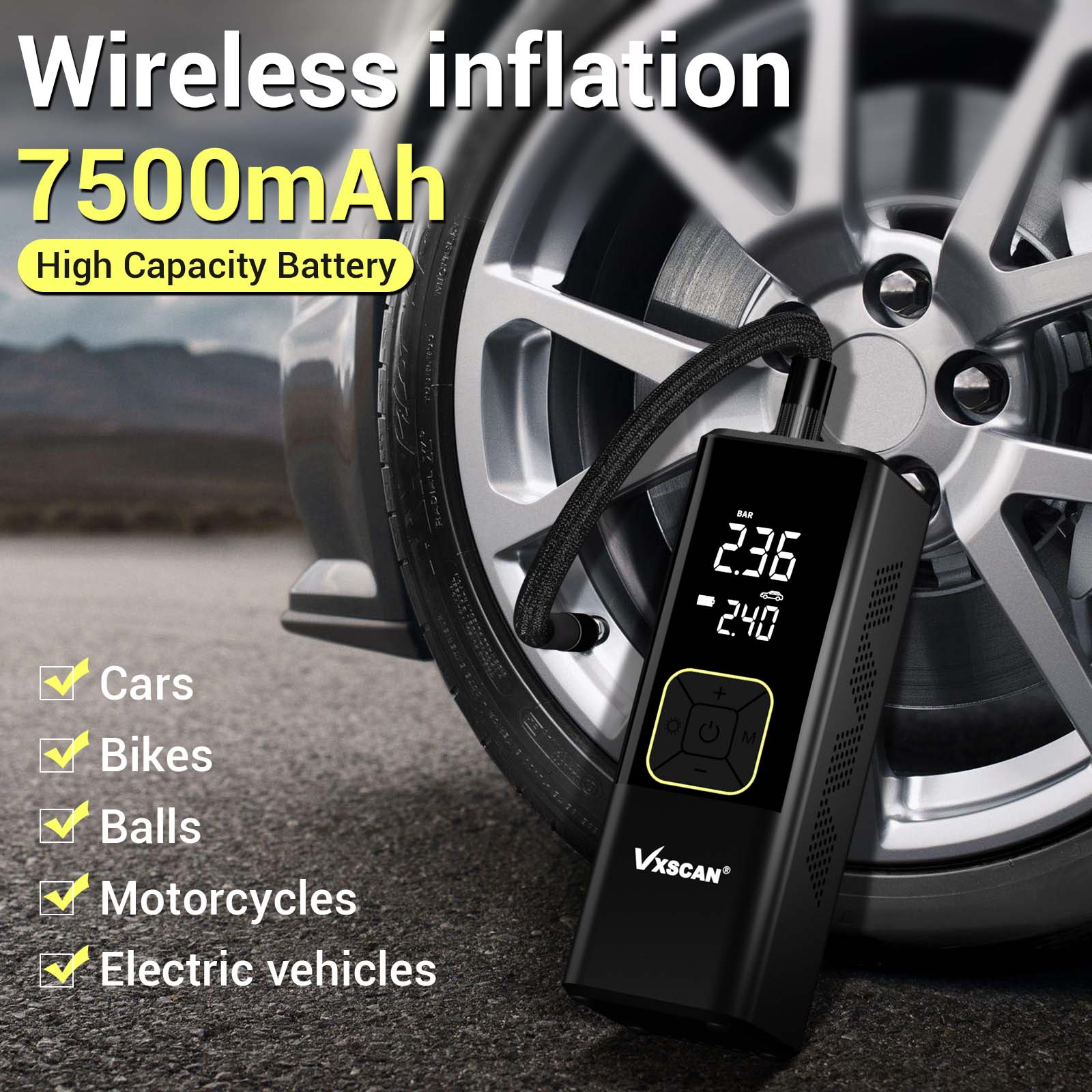 Portable Car Charging Pump Wireless Inflation Pump Automobile Inflator for  Car Motorcycles for Auto Motorcycles Bicycles