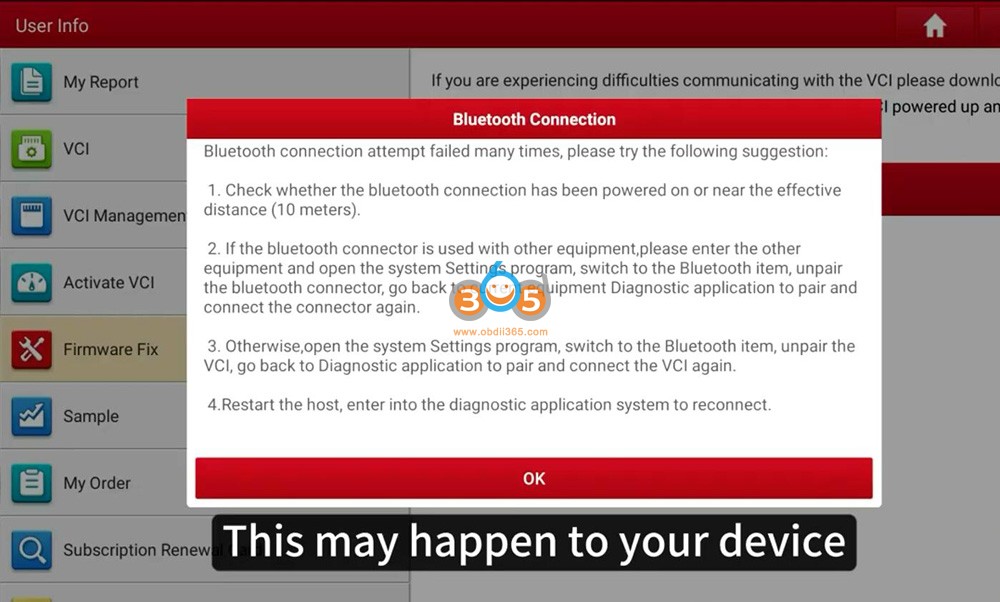 Launch X431 Bluetooth and Firmware Update Failed Solution 1