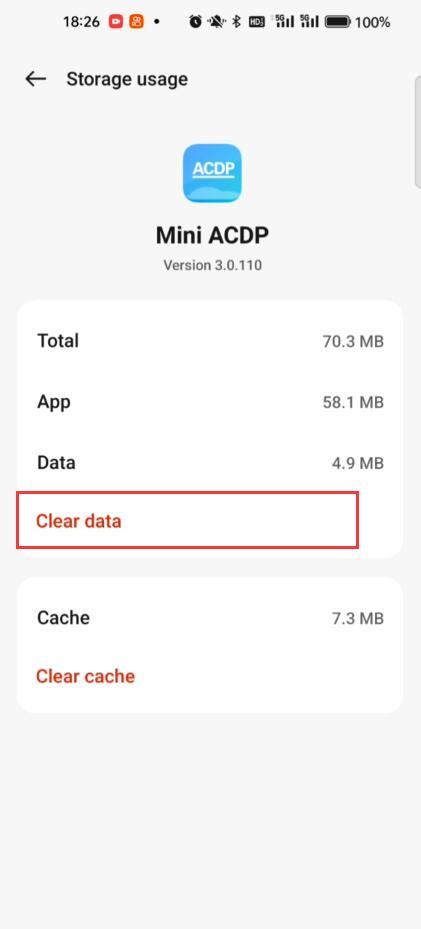 How to clear cache for Yanhua Mini ACDP App 5