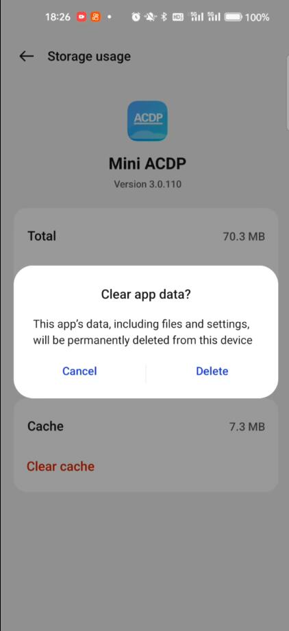 How to clear cache for Yanhua Mini ACDP App 6