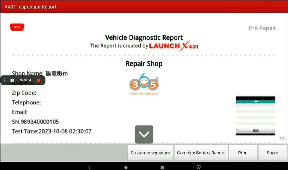 Scan QR Code to Share Launch X431 Diagnostic Reports 3