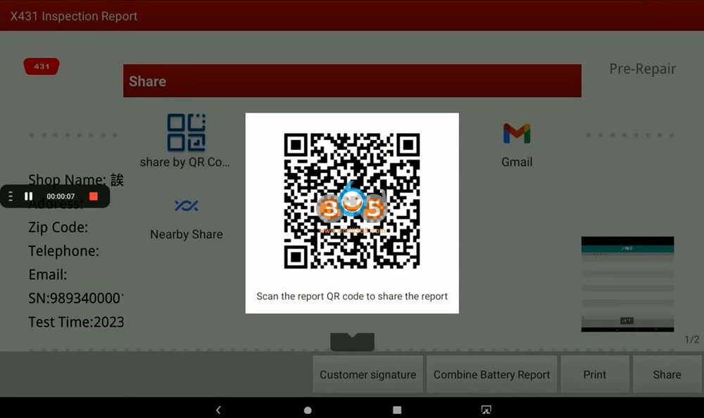 Scan QR Code to Share Launch X431 Diagnostic Reports 5