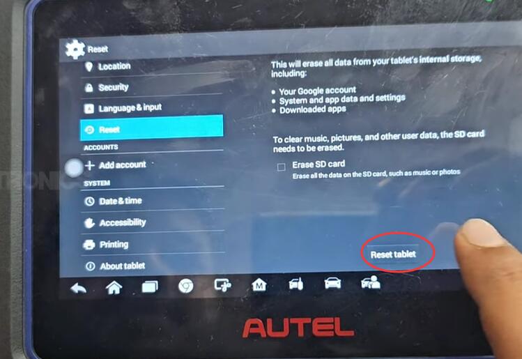 How to reset Autel IM508/ IM608 to factory setting 3
