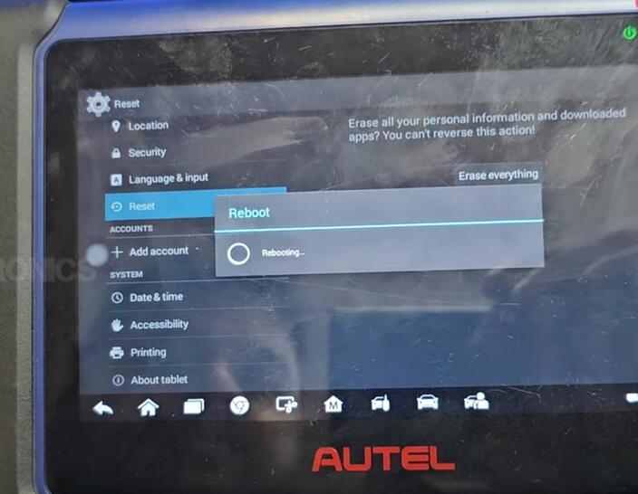 How to reset Autel IM508/ IM608 to factory setting 4